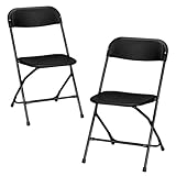 LEADZM 2er-Set Klappstühle aus Kunststoff, Tragbare Bürostuhl,Metallgestell...