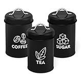 TEAMFAR Vorratsdosen 3er Set, Metall Zuckerdose Kaffeedose Teedose mit Luftdicht...