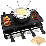 Raclette Grill mit Fondue Set | Raclette Gerät | 8 Personen | Tischgrill |...