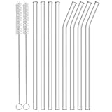 Redreo Glasstrohhalme Wiederverwendbar 10 Stück - 4 Gerade Glas Strohhalme und...