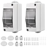 2 Stück Sicherungskasten Aufputz, kleinverteiler IP65-1 Reihig-2 Module, mit 4...