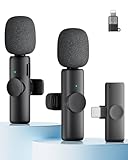 CZOCPOS Kabelloses Lavalier Mikrofon 2er Set, Mini Mikrofon für iPhone, iPad &...