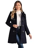 Allegra K Damen Wintermantel Mitte Oberschenkel Kapuze Toggle Duffle Long Coat,...