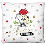 Sheepworld Plüschkissen mit Motiv Glücksbringer | Zierkissen, 25 cm x 25 cm,...