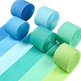 PartyWoo Krepppapier 6 Rollen 150 m, Kreppband Satz von Blau, Pastellblau, Grün...