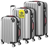 Monzana® 3tlg. Kofferset Baseline Hartschalen Koffer M-L-XL Gel-Griffe 4 Rollen...