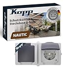 Kopp NAUTIC 2-fach Schutzkontakt-Steckdose mit Klappdeckel in Grau - Sichere...