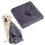 Adiwo Hunde Handtuch, 140 * 70cm Hundehandtuch Extra saugfähig, Grau...