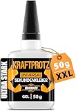 50 g Sekundenkleber extra stark - Inkl. Anti-Austrocknungs-Spitze - KRAFTPROTZ -...