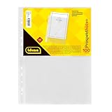 Idena 376002 - 100 Stück Klarsichthüllen A4 genarbt, Prospekthüllen aus...
