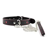 Hanyi SM Halsband Rot Herzform Einstellbar Leder Halsbänder mit Leine Ketten...