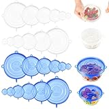 24 Stück Silikondeckel Dehnbar, Wiederverwendbare Silikondeckel für Gläser,...
