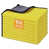 Gucass 10 Stück Mikrofasertücher Auto, 500 GSM Poliertuch Auto Trockentücher...