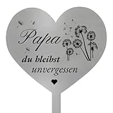 Scinzene Herz Grabschmuck Wetterfest Grabdeko aus Metall mit Spruch Papa du...