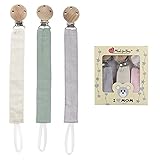 RUBY 3PCS Schnullerkette Stoff Set,Schnullerband Baumwolle,Cotton Schnullerkette...