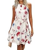 Newshows Sommerkleid Damen Knielang Elegant Kleid Neckholder Sommer Ärmellos...