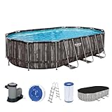 Bestway Power Steel Frame Pool Komplett-Set mit Filterpumpe 610 x 366 x 122 cm ,...