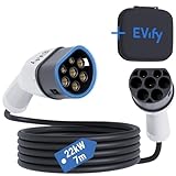 EVify Typ 2 Ladekabel 22kW 7M 32A für Elektroauto & Hybrid inkl. Kabeltasche...