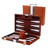Backgammon Holz Set, 15 Zoll Klassisches Backgammon Koffer, 2 Spieler...
