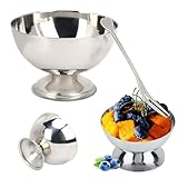 Beufee 2 Stück Eisschalen mit Löffeln, Edelstahl-Dessertschalen aus Metall,...