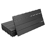 ISOISL 6er Set WPC Terrassenfliesen, 30x60cm Balkonfliesen Klickfliesen, WPC...