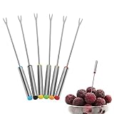 6 Stück/Set Fruchtgabeln Edelstahl Schokoladenkäse Dessert Fondue Topf Gabeln...