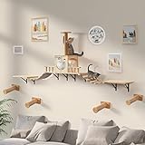 Katzen Kletterwand Set aus Massivholz für Kleine bis Große Katze bis 25KG,...