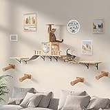 Katzen Kletterwand Set aus Massivholz, LitaiL Extra Stabile Katzenmöbel mit...