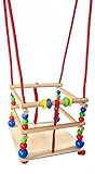 Hess Holzspielzeug 20000 - Gitter-Schaukel aus Holz mit Sprossen, bunten Perlen...