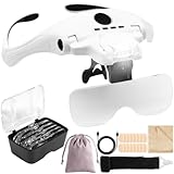 RDDAIPE Lupenbrille mit Licht, USB Ladung Kopfbandlupe mit 4 Led Licht und 2...