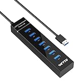 USB Hub,7 Port USB 3.0 Hub Super-Speed mit verlängertem 97cm Kabel für Laptop,...