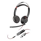 Poly Blackwire 5220 schnurgebundenes Headset, Flexibler Mikrofonarm mit Noise...