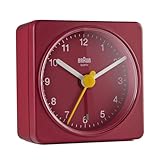 Braun klassischer analoger Quarz-Reisewecker in Rot/handlich/ruhiges...