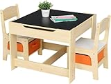 LEADZM Kindertisch mit 2 Stühlen, Kindertisch Maltisch für Kinder 3tlg...