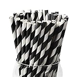 Paktalk strohhalme papier,100 Stück schwarz-weiß gestreifte geschmacksneutral...