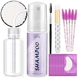 LZM wimpernshampoo für wimpernverlängerung wimpern shampoo 60ML+Spülflasche+...