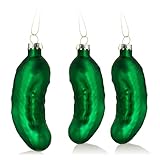 COM-FOUR® 3X Christbaumschmuck - Große Weihnachtsgurke aus echtem Glas -...
