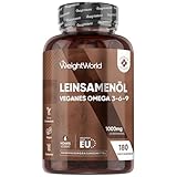 Omega 3 6 9 Vegan Weichkapseln - Aus Leinsamenöl - 180 Vegan Softgels - 1000mg...