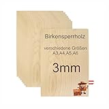 KF-Holz 10 Stück Sperrholzplatten Birke (A3 420 x 297 x 3mm) - Hochwertige...