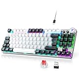 TECURS Mechanische Gaming Tastatur Kabellos, 80% TKL Beleuchtete Wireless...