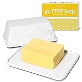 Praknu Butterdose Keramik Weiß für alle gängigen Butter (250g) - Hält Butter...