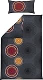 REDBEST Bettwäsche Single-Jersey Mandalas anthrazit-Terra Größe 40x80 cm /...