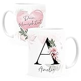 SpecialMe® Kaffee-Tasse mit Buchstabe Initiale Monogramm personalisiert mit...