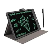 Topiky 12 Zoll LCD Tablet mit PU Hülle und Stift, Digitaler Vollbildnotiz für Kinder und Erwachsene, Löschbarer Pad mit Tablet Hülle, Elektronisches Schreiben Zeichnungsblock Zum