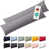 Blumtal Seitenschläferkissen Bezug 40 x 145 (2er Set Kissenbezüge) - Grau -...