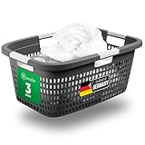 Novaliv 3 Stück Wäschekorb mit 4 Griffen 40L Anthrazit, Wäschebox Set...