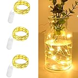 Gcstnn Micro LED Lichterkette, 3 Stück 20LED Drahtlichterkette mit CR2032...