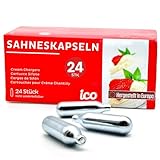 ICO Sahnekapseln, Sahnekapseln 24 Stück, N2O 8g Lachgas Patronen Für...