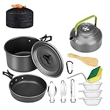 AUHOU Camping Kochgeschirr Set Outdoor Cookware Set Tragbar Camping Geschirr Set...