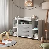Vicco Wickelkommode Oskar, Wickelaufsatz für die Kommode, Grau, 143 x 100 cm XL...
